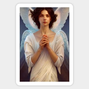 Beautiful Praying Angel Boy Ethereal Fantasy Art Sticker